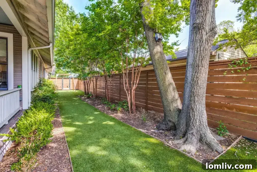 Outdoor living space with stylish patio furniture and lush greenery