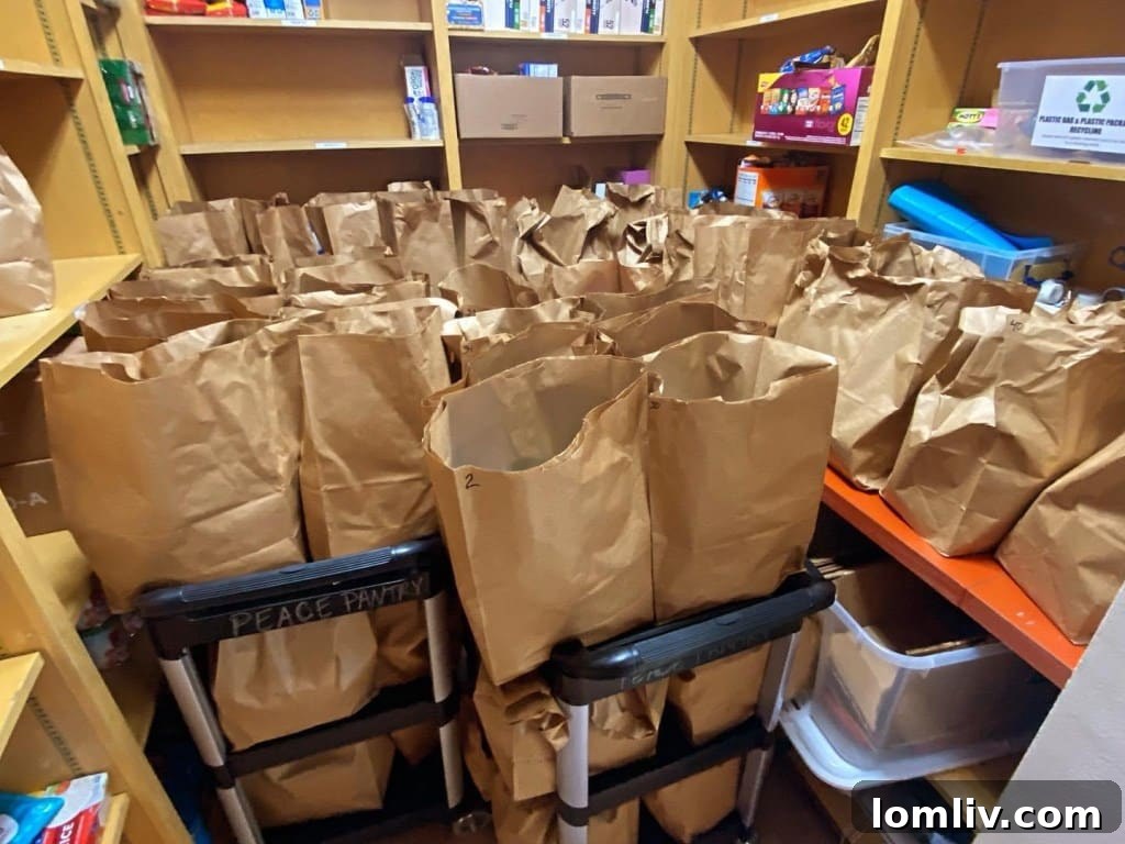 About 75 Lipscomb Elementary students take home a food bag from the peace pantry every Friday.