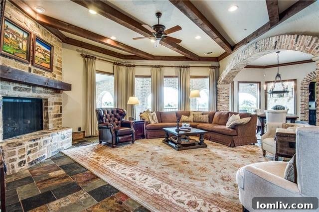Luxurious living room with fireplace and comfortable seating, embodying the Hygge concept in a DFW home