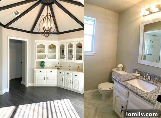 Modern white custom kitchen with stainless steel appliances, granite countertops, and ample storage