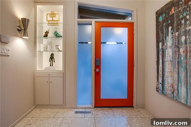 Interior view, perhaps a hallway or transition area, in the Mid-Century Modern home