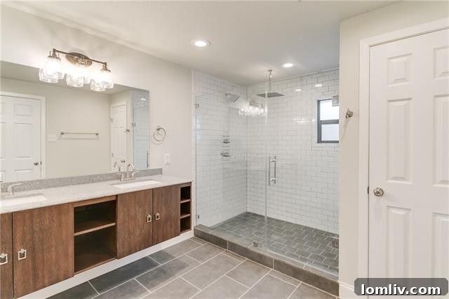Luxurious master bathroom with oversized rainfall shower