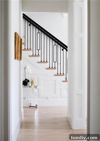 Preston Royal: Nolen Homes' Refined Transitional Style 5 Dallas Interior Design: Elegant Staircase and Wallpaper