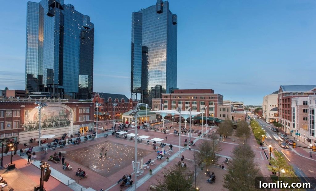 Sundance Square Plaza, the vibrant heart of Downtown Fort Worth