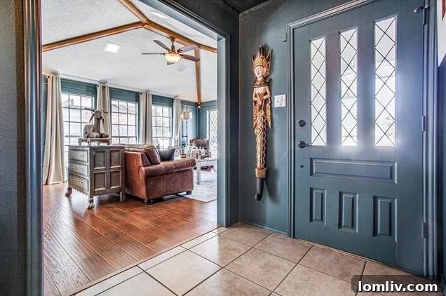Interior view of a modern ranch home in Mesquite, showcasing living room and dining area.