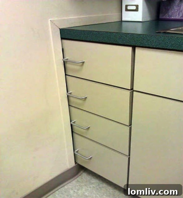 An inexplicable and poorly executed hole cut into a finished wall, revealing a lack of foresight or planning.