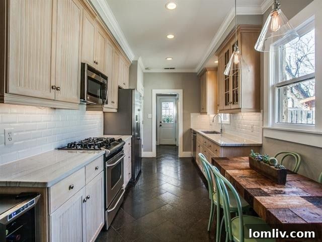 Modern kitchen with stainless steel appliances and ample counter space