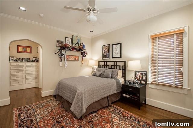 Bedroom with Classic Design Elements and view of outdoor greenery