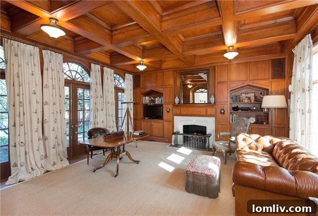 Comfortable Study or Home Office with Wood Paneling