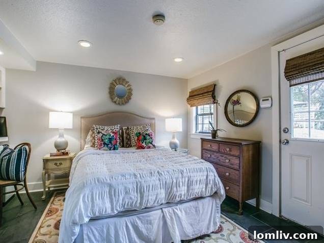 Exterior view showing the private access door to the basement from the backyard.