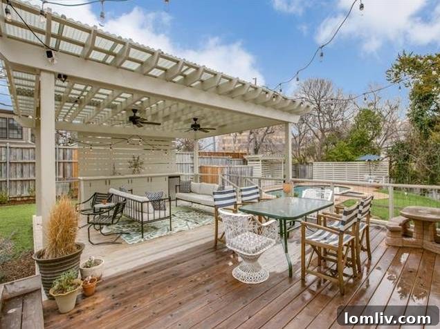 Inviting fire pit surrounded by comfortable seating in the lush backyard.