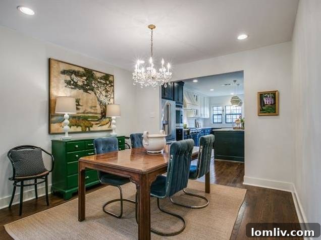 Expansive kitchen island with seating, perfect for casual dining and entertaining.