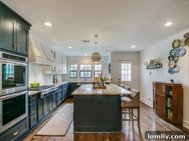 Close-up of unique Beehive pendant lights above the kitchen island.