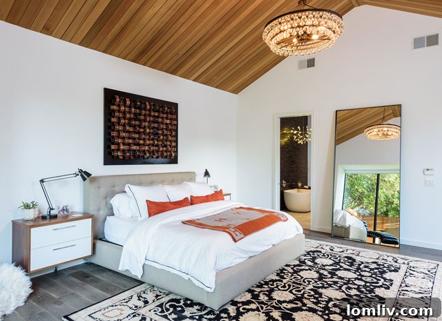 Detail of modern lighting fixture and architectural lines in a contemporary home