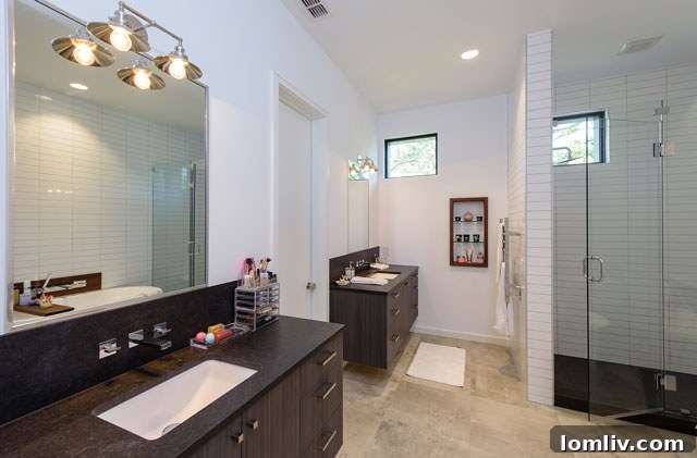 Backyard view of the home with emphasis on privacy and design