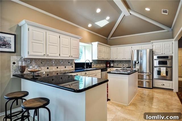Elegant transition from living to dining areas in the English Cottage