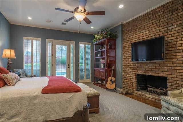 Luxurious Master Bedroom with Fireplace