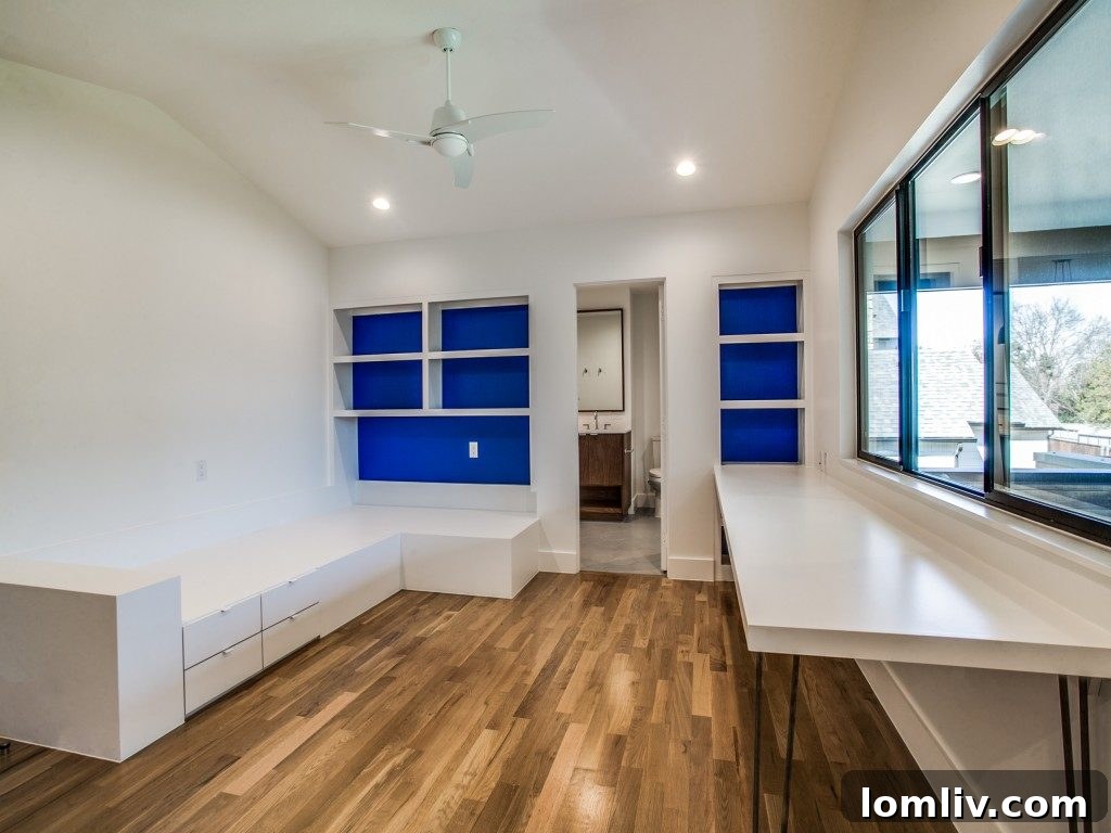 New Leaf Custom Homes Crafts Unrivaled Originality with Lakewood 11 Kids' Loft Area with Custom Built-in Beds and Desk