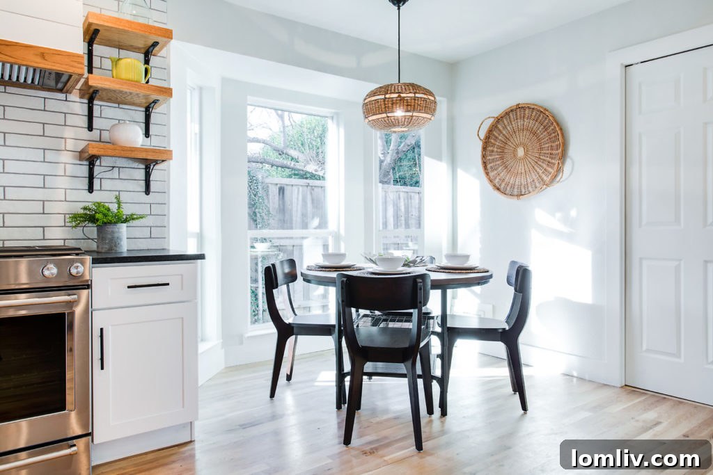 Another perspective of the renovated kitchen with a view towards the dining area
