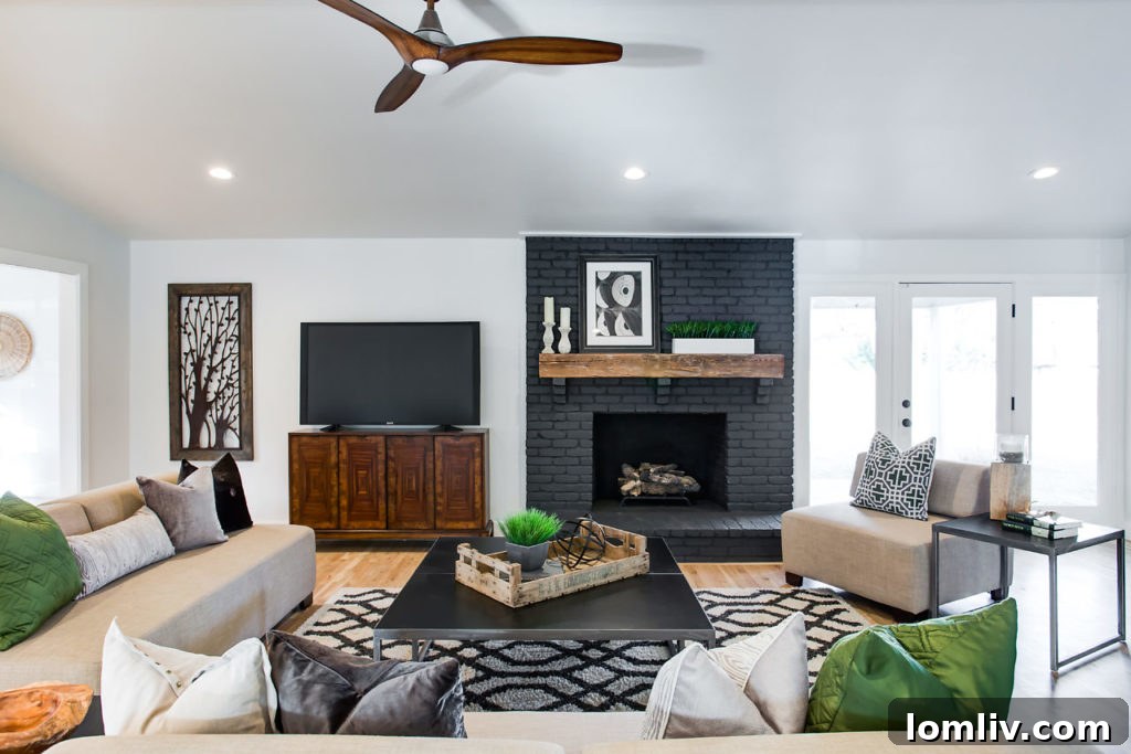 Close-up of the stylish kitchen island with maple butcher block top