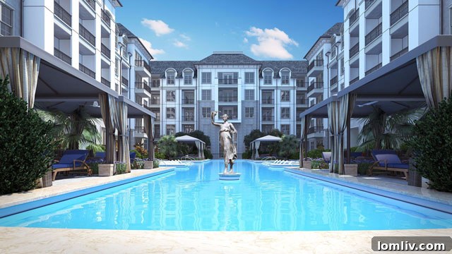 Dallas's Premier Apartment Pools 8 Elegant European-style pool and cabana area at The Huntington, Plano