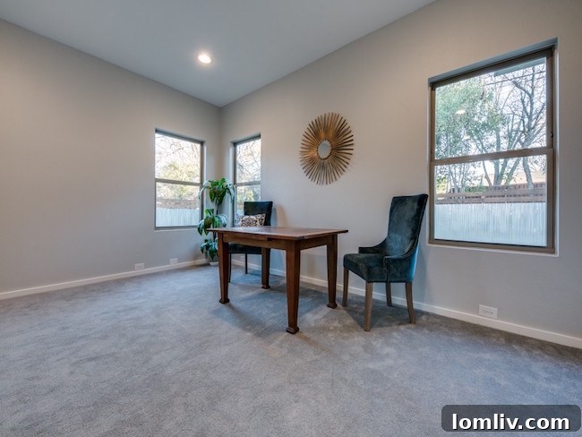 A serene corner of the landscaped garden at 9606 Losa, East Dallas