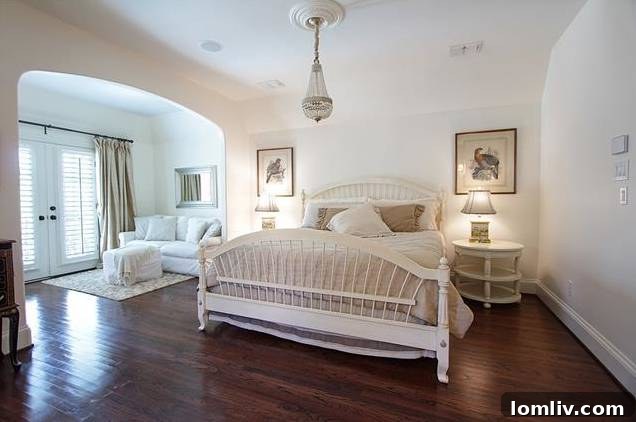 Luxurious master bathroom with a large soaking tub and separate shower