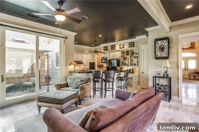 Close-up of kitchen island with granite and custom cabinetry