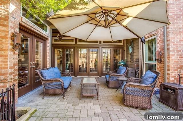 Secluded outdoor courtyard with brick walls and greenery