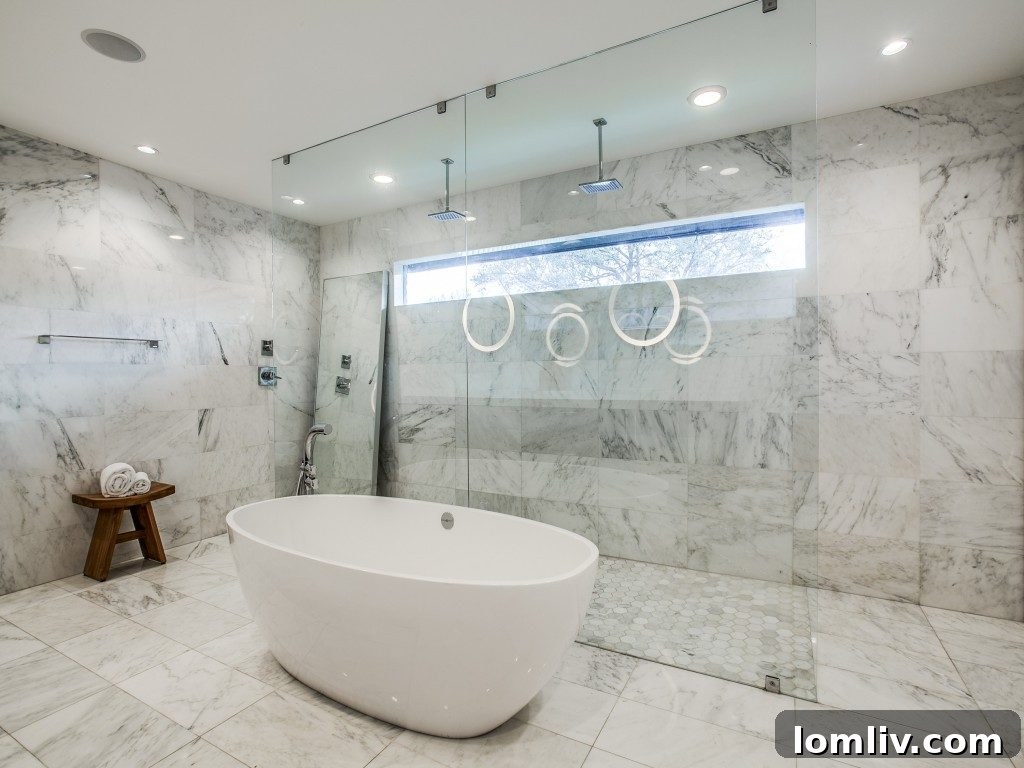 Spa-like master bathroom with elegant tiling