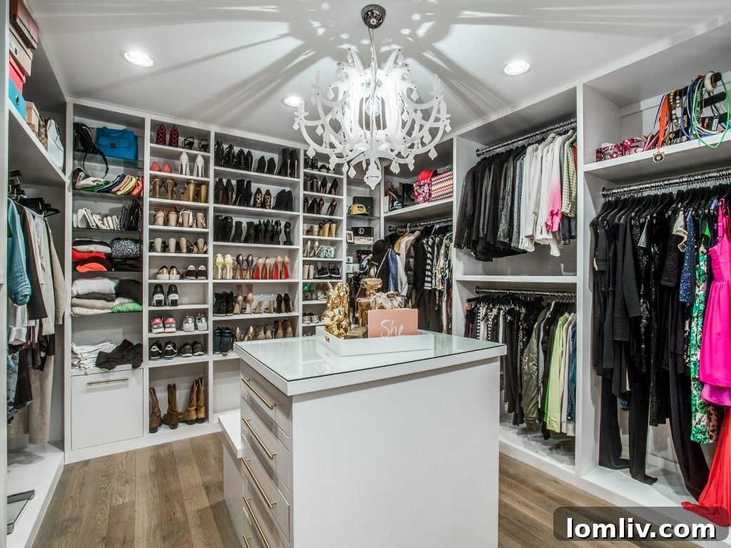 Walk-in closet with integrated champagne fridge