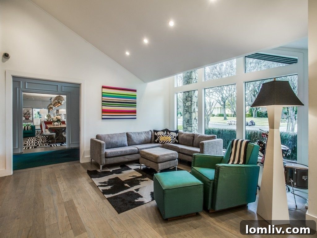 Open floor plan of a renovated luxury home in Dallas