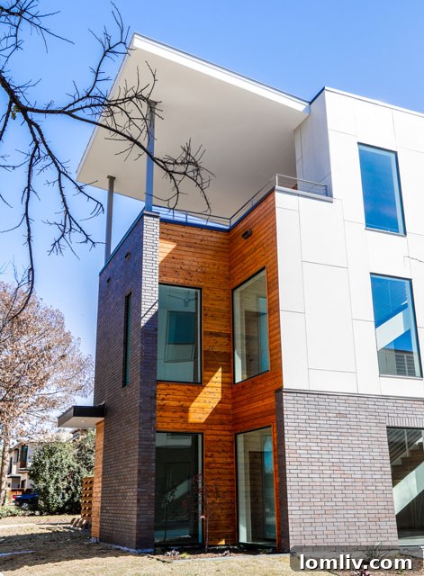 Modern interior design with polished concrete floors and steel staircase
