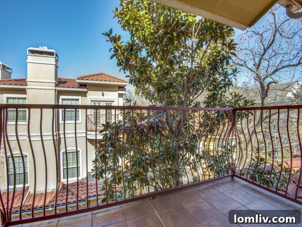 Balcony with Views of Landscaped Courtyard in Gated Dallas Community