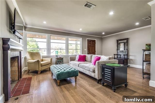 Cozy Living Room with Fireplace and Hardwood Floors