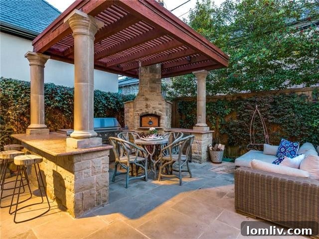 Serene Patio Space with Outdoor Seating and Lush Greenery