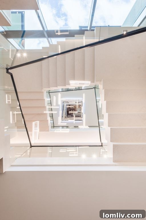 Elegant Staircase with Glass Panels