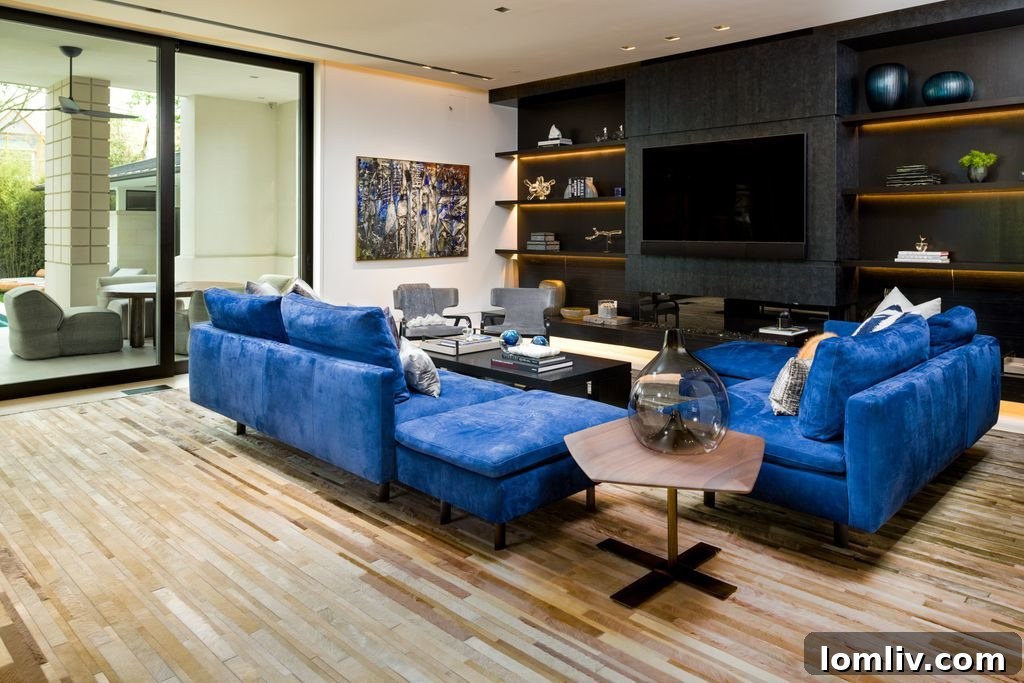 Family Room with Sliding Glass Walls