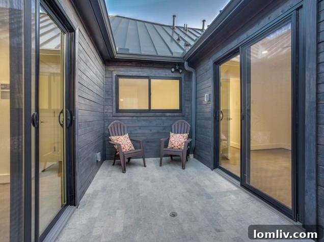 Tranquil outdoor courtyard area with privacy and seating