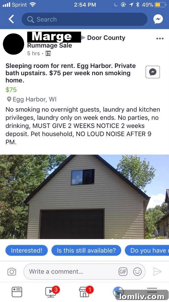Detailed list of unconventional tenant requirements for a room in Egg Harbor.