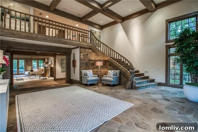 Elegant Front Entry of the Mountain-Style Mansion in Old Preston Hollow