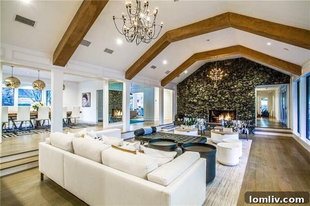 Interior view of a renovated Dallas home, high ceilings