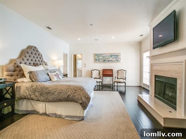 Luxurious primary bathroom with soaking tub and double vanity