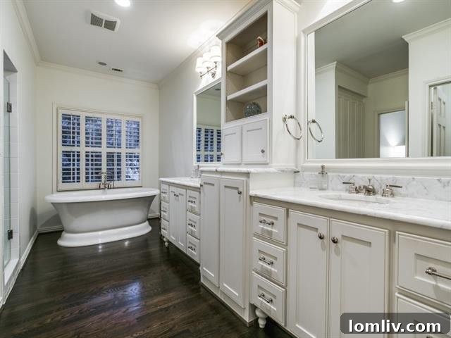 Spacious walk-in shower in a modernly updated bathroom
