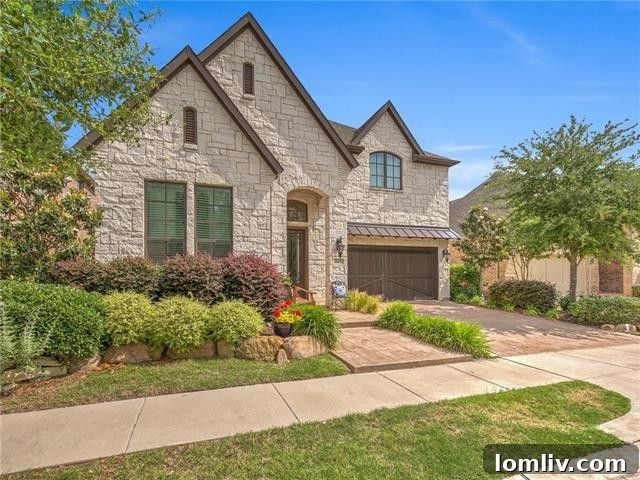 Classic stone facade of 3017 Trinity Lane, a modern farmhouse in Keller, TX, listed at $565,000.