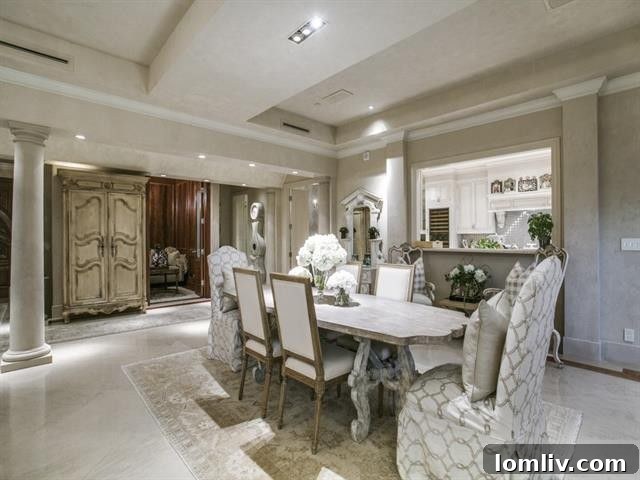 Elegant living room with downtown Dallas views in Mayfair penthouse