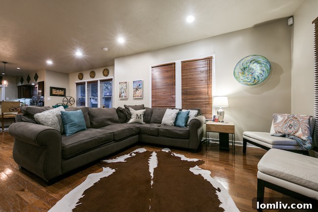 Inviting living room with original hardwood floors and character in a Dallas home