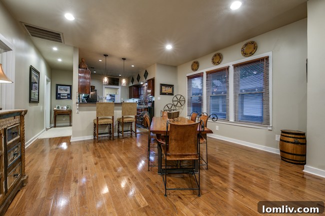Bright dining area adjacent to the kitchen in a charming Dallas house