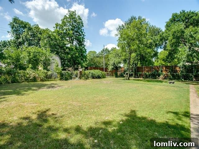 Expansive private backyard with mature trees, perfect for outdoor entertaining and relaxation