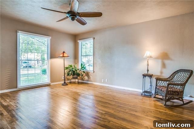 Elmwood Cottage Living Room with Hardwood Floors